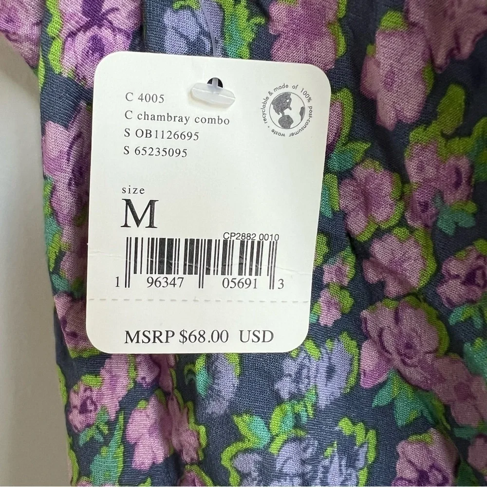 NWT Free People Bare It All Bodysuit Chambray Combo Floral Draped Boho top